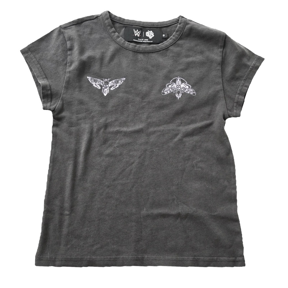 Darc Sport WWE Moth Forever‎ Women's Baby Tee S Wolf Gray Our Energy is Forever
